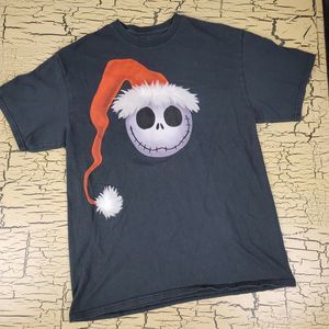 Vtg The Nightmare Before Christmas Jack Skellington wearing xmas Hat T-Shirt Lg